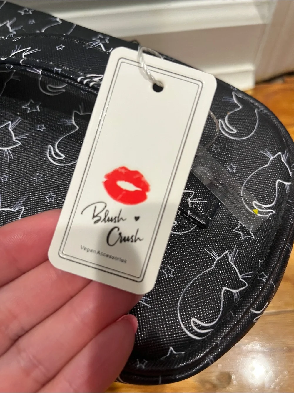 Black Cat Print Cosmetic Case with Top Handle